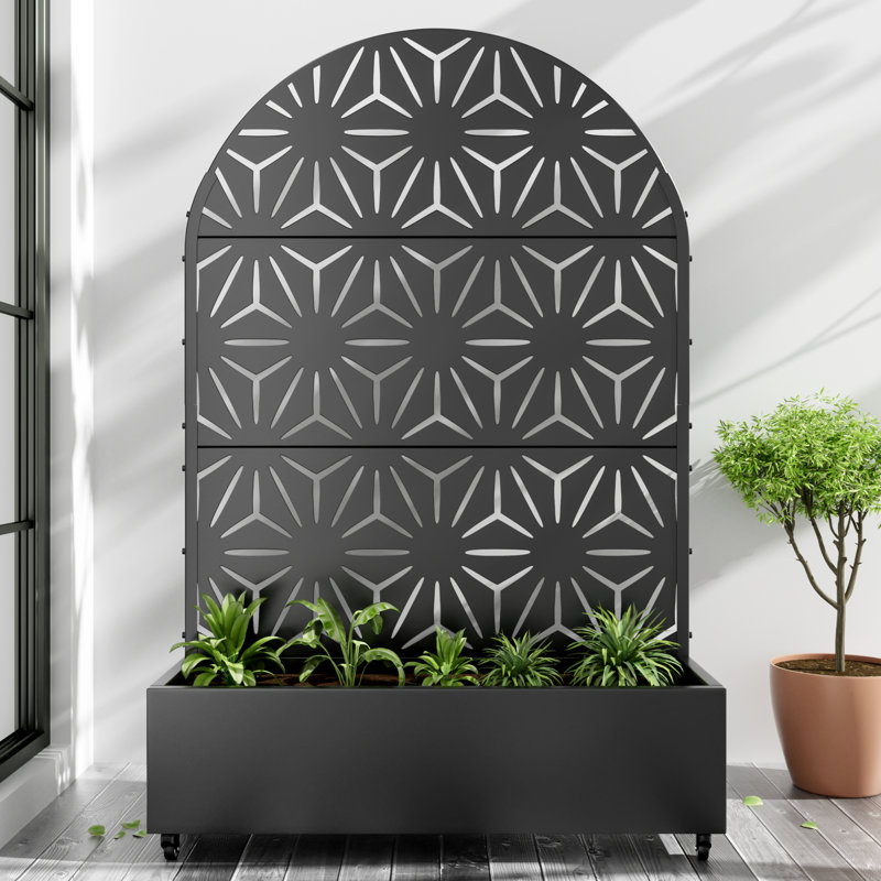 Aavah Galvanized Metal Planter Box with Trellis, 72" H x 47" W x 16" D