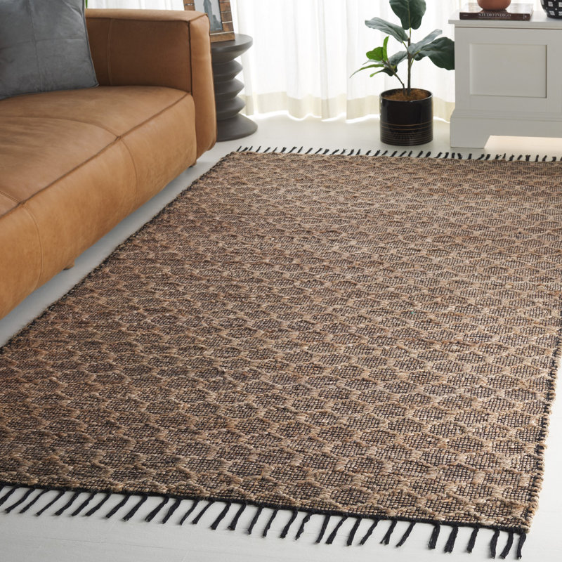 Gonzalas Hand Woven 0.85 Jute 0.15 Cotton Geometric Rug, Rectangle 5' x 8'