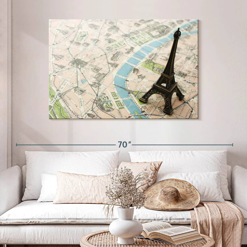 Carte de Paris, Tour Eiffel, Aliaz, H 32 po x l 48 po