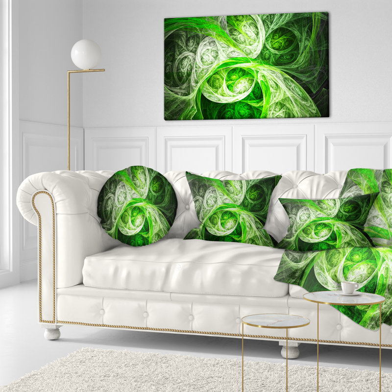 Mystic Green Fractal - coussin imprimé abstrait