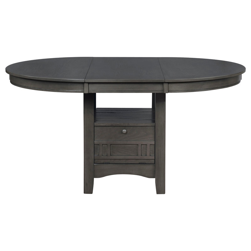 Table de salle à manger ovale à rallonge gris moyen avec rangement intégré, hauteur de 30,5 po, 96,87 lb, pour rangement à 4 zones et rallonge, 42 po de large, salon