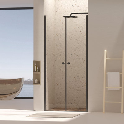 Frameless Pivot Shower Door, Pivot Swing Shower Glass Doors with 1/4"(6mm) Clear Tempered Glass,Explosion-Proof Film, Reversible Installation