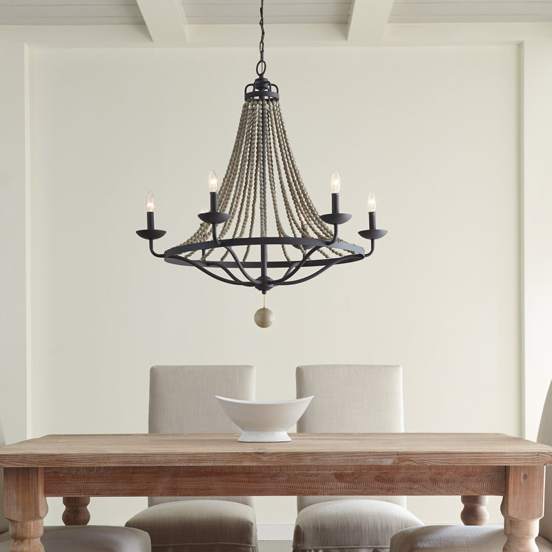Lustre empire 6 lumières de style bougie avec accents perlés Tyzer