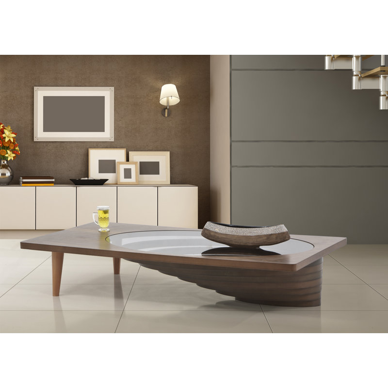 Table basse super élégante et élégante en bois et verre - 52 pouces