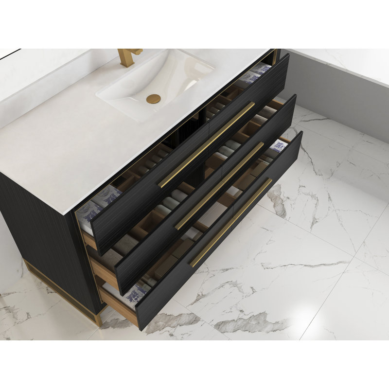 Caron 60'' Single Bathroom Vanity with Stone Top