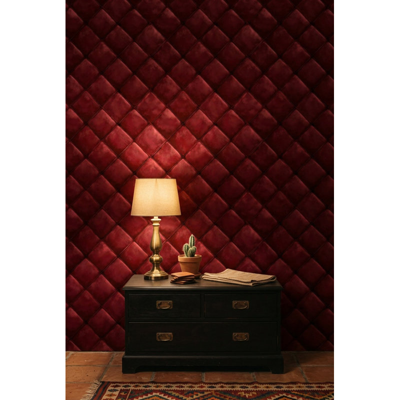 Décoration murale matelassée de luxe bourgogne, Peler et coller