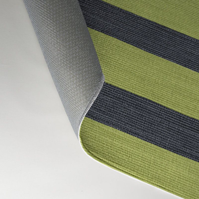 Tapis intérieur / extérieur vert HorizontalStripes, Rectangle 9 pi x 12 pi
