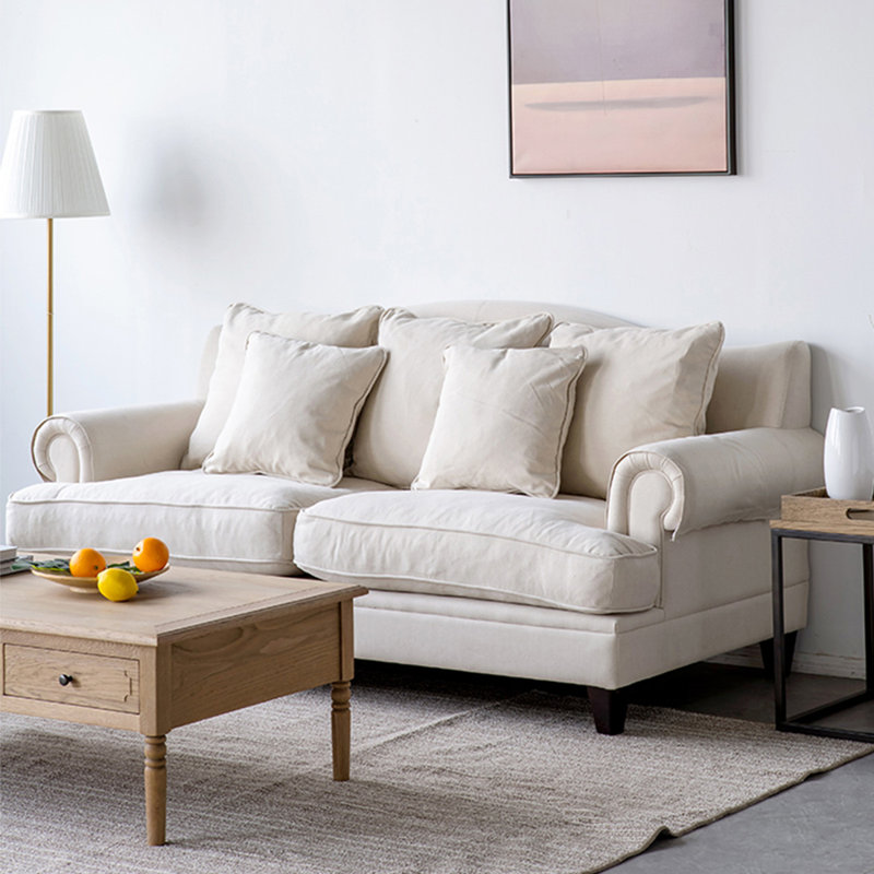 Causeuse coussin beige en coton et lin