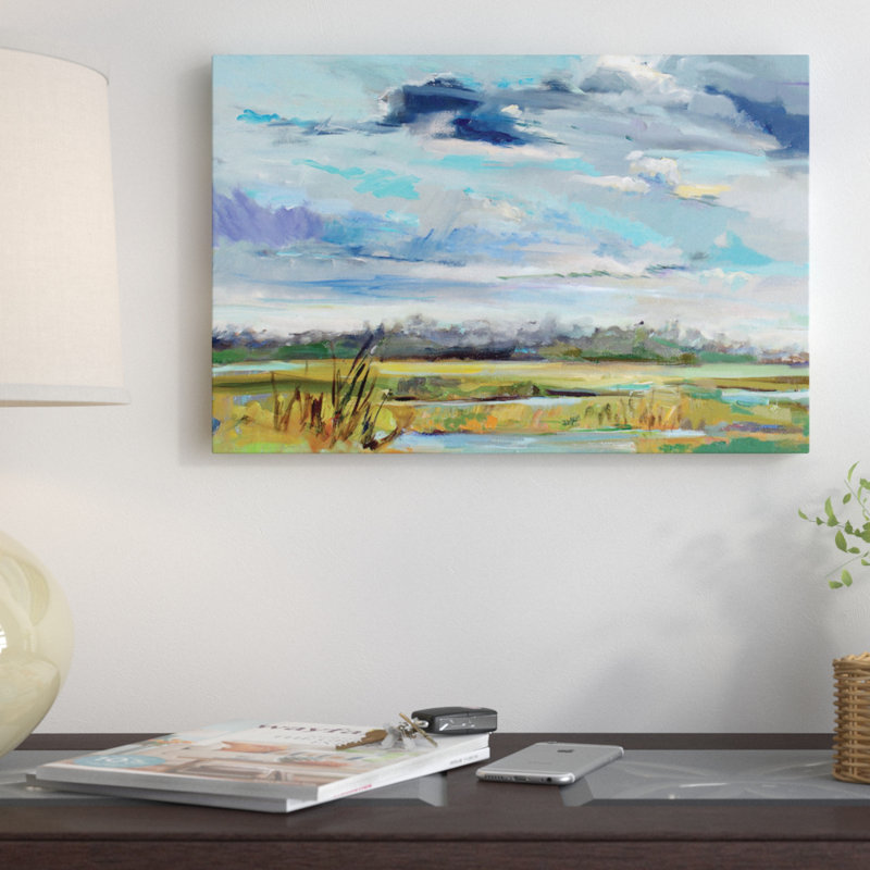 « grouping skies », peinture sur toile tendue, H 8 po x l 12 po x P 0,75 po