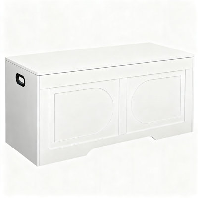 Storage Chest, 43.3" Entryway Shoe Bench With Storage,(White)