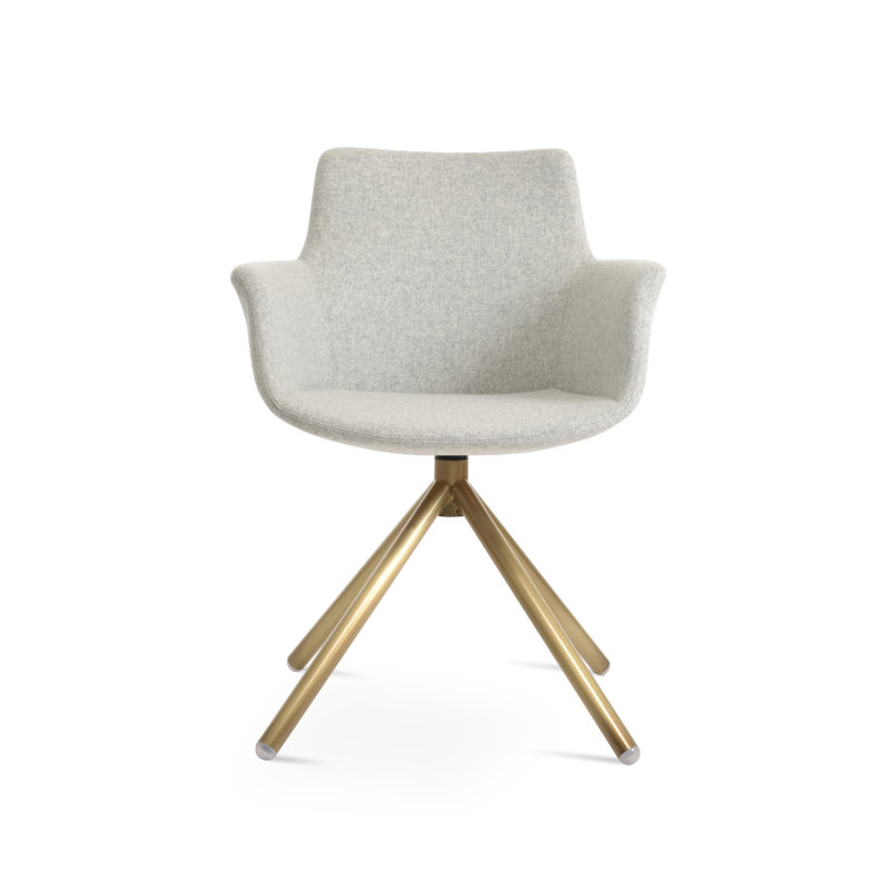 Fauteuil rotatif Bottega, Laiton, Gris foncé