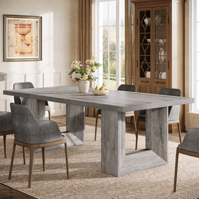 63" Modern Farmhouse Dining Table, Rectangle Kitchen Table for 4 to 6