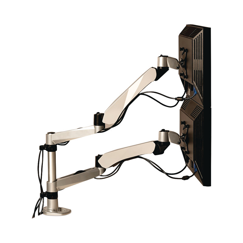 Silver Adjustable Dual Monitor Desk Mount Kit