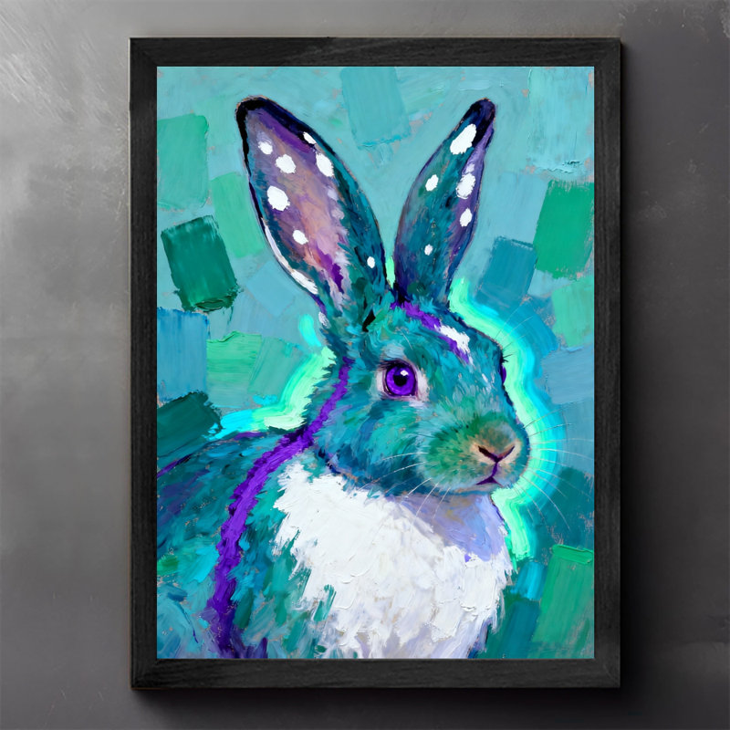 «Black», encadré rétro et coloré, adorables lapins, art mural, impressions de style rétro, H 11 po x l 9 po