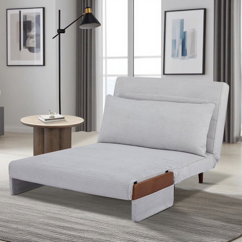 Canapé-lit Corduroy, canapé-lit pliable, fauteuil convertible, équipé d'un coussin, Gris clair
