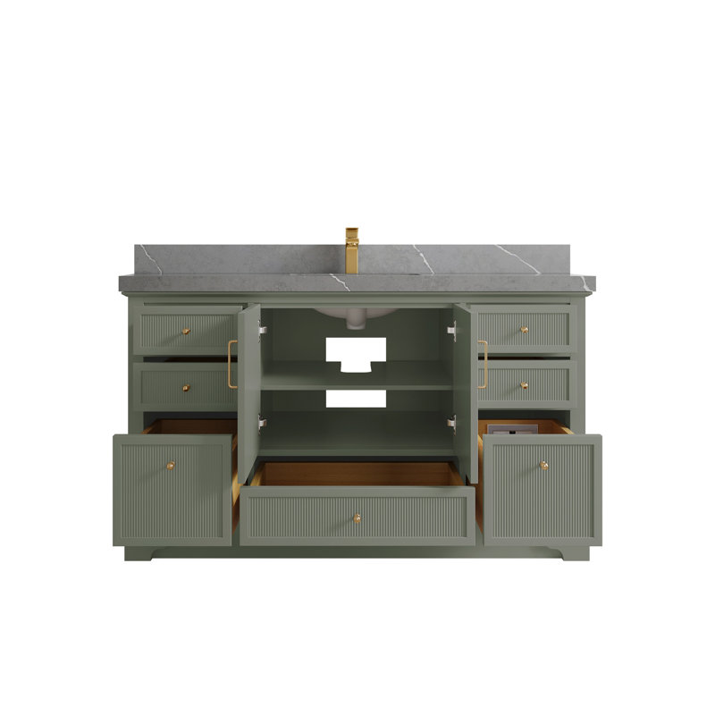 Alys 60'' Single Bathroom Vanity with Top, Piatra Gray