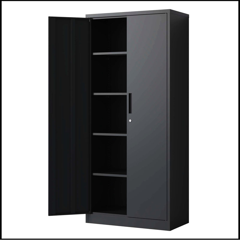 72"H Metal Garage Storage Cabinet, Black Tool Steel Locking Cabinet, Noir, H 72,05 po x l 35,98 po x P 17,99 po