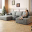 Canapé modulaire 107 po avec 1 repose-pieds Cloud, fauteuils rembourrés minimalistes modernes, canapé en U confortable pour le salon, canapé d'angle à siège profond, sans assemblage requis, gris (tissu en velours côtelé moelleux)-121629448-121629451-121629449