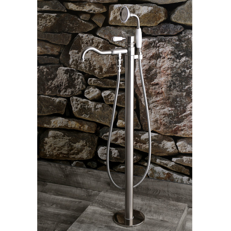 Kingston Brass Paris Single-Handle 1-Hole Freestanding Tub Faucet with Hand Shower, Brushed Nickel