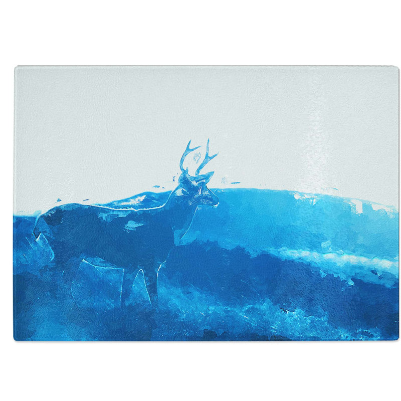 Tempered Glass Deer upon the Hill Chopping Board, 39 cm W x 28.5 cm L