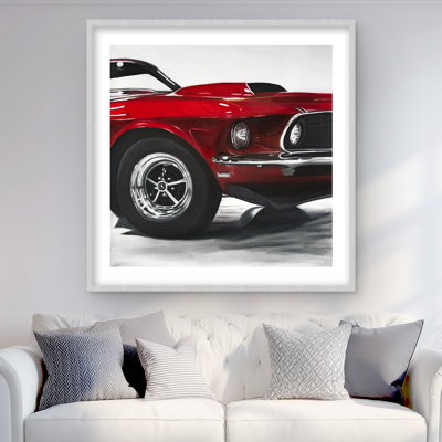 Classic Red Car - Framed Matted Print for Home Decor