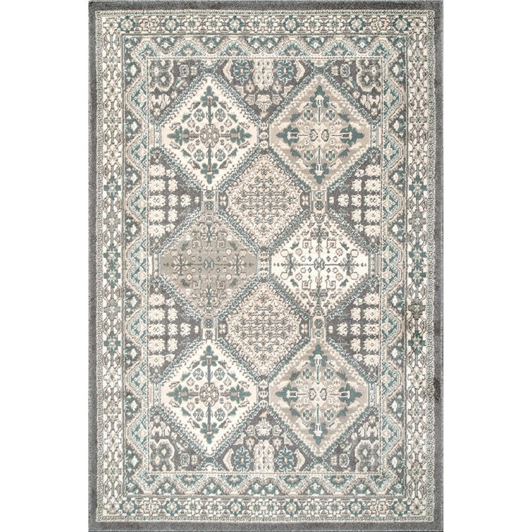 Joslyn Traditional Tiled Performance Gray/Blue Rug