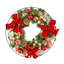 Couronne festive festive dorée et rouge avec ornements et rubans.
