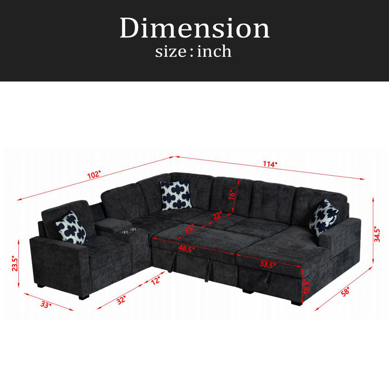 Multifunctional Modular L - Shaped Sectional Sofa With Built - In Cup Holders, Hidden Storage Compartments And Convertible Seating Design