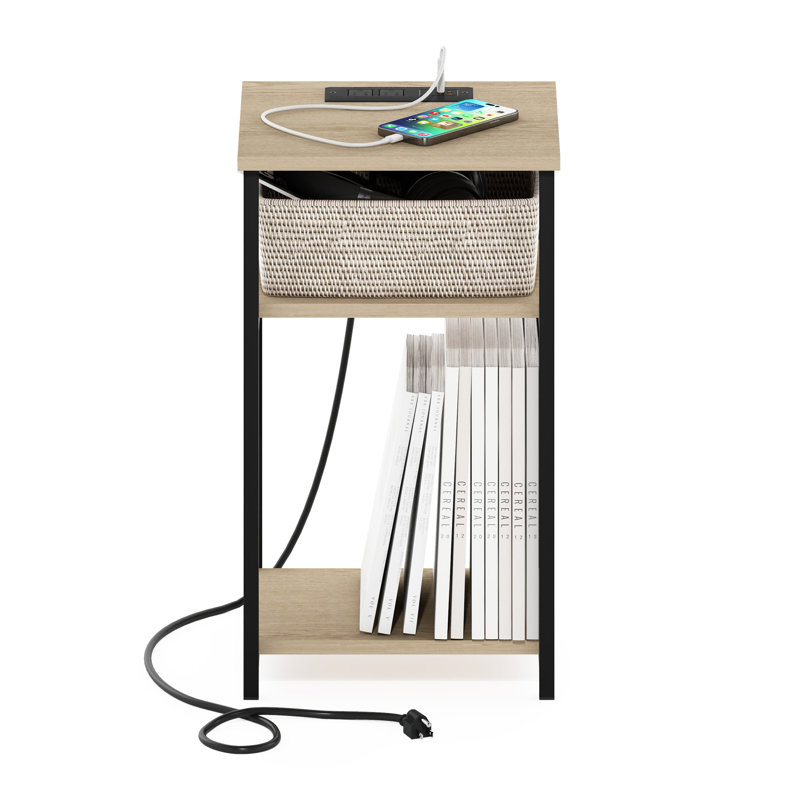 Kandiah End Table, Bauhaus Oak, Black