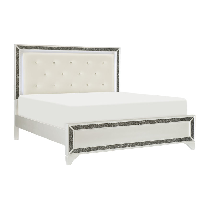 Malisia Led Eastern Bed, California King, Pearl White