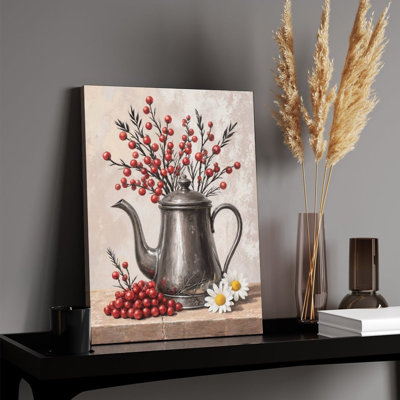 «Red Berry», art mural encadré en bois nature morte, 16 x 20 po