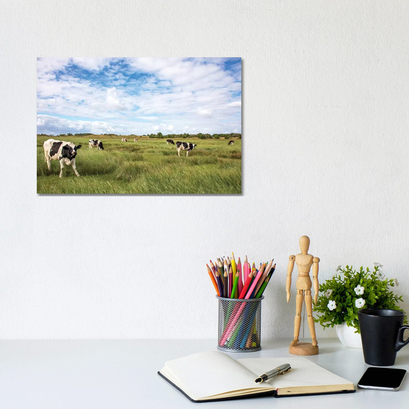 Cows In The Field by Clara Bastian - Wrapped Canvas Print, 20.32 cm H x 30.48 cm W