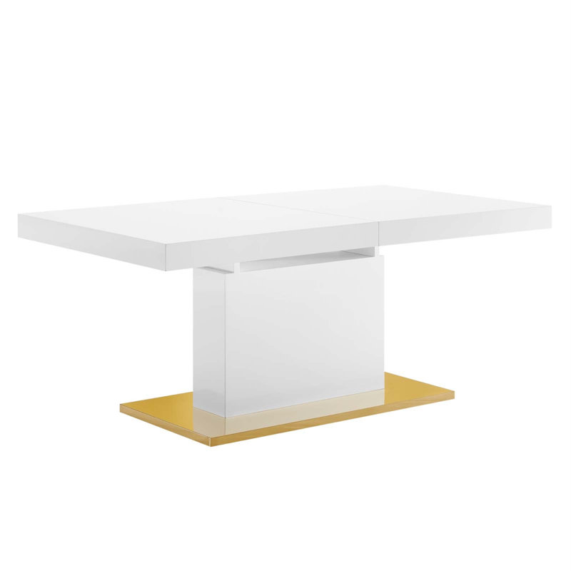 Vector Expandable Dining Table, White/Gold, White