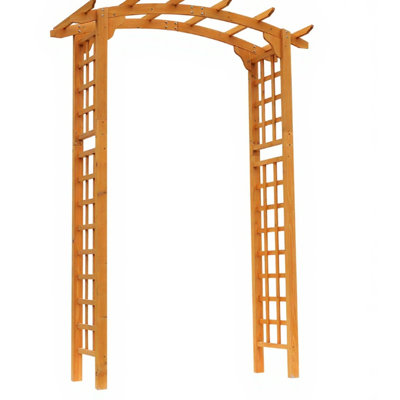 Outdoor Round Wood Garden Arch Trellis - 90 In Height, 28.5 Width, 63 Depth, 31.62 Lb Yellow Fir Create A Stunning Look Pergola Inches Tall, Wide, Deep, And Beautiful