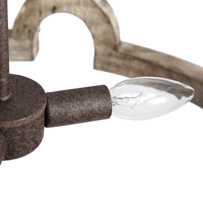 Lustre tambour 3 lumières avec détails en bois Clarkston, Brun