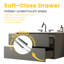 Meuble-lavabo mural gris de 36 po avec lavabo en céramique et trois trous de robinet, grand meuble-lavabo flottant avec rangement pour salle de bain moderne, KD