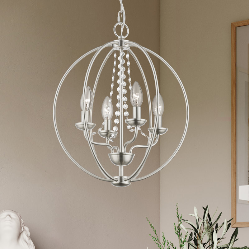 Ledjon 4 - Light Dimmable Globe Chandelier, Brushed Nickel