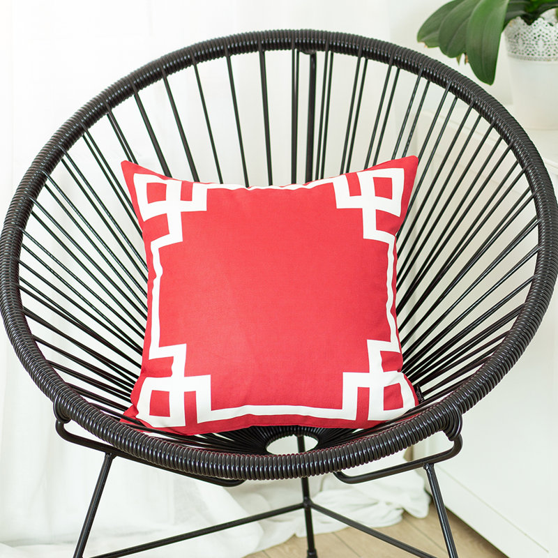 Housse de coussin géométrique, Rouge, 18 po x 18 po, Housse de coussin seulement - sans coussin