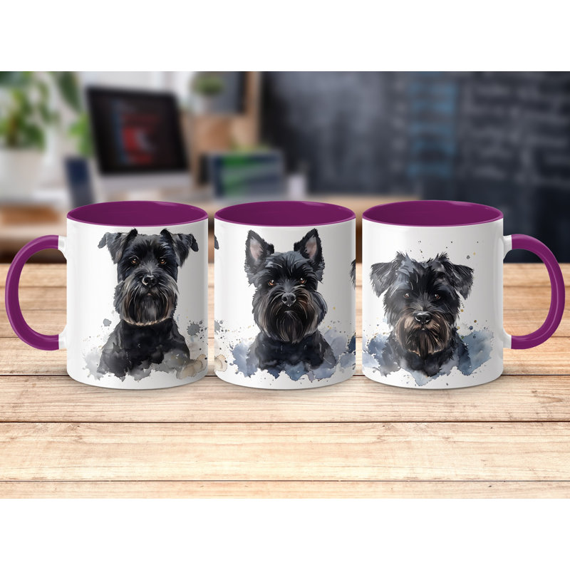 11oz Watercolour Schnauzer Design Coffee Mug, 2