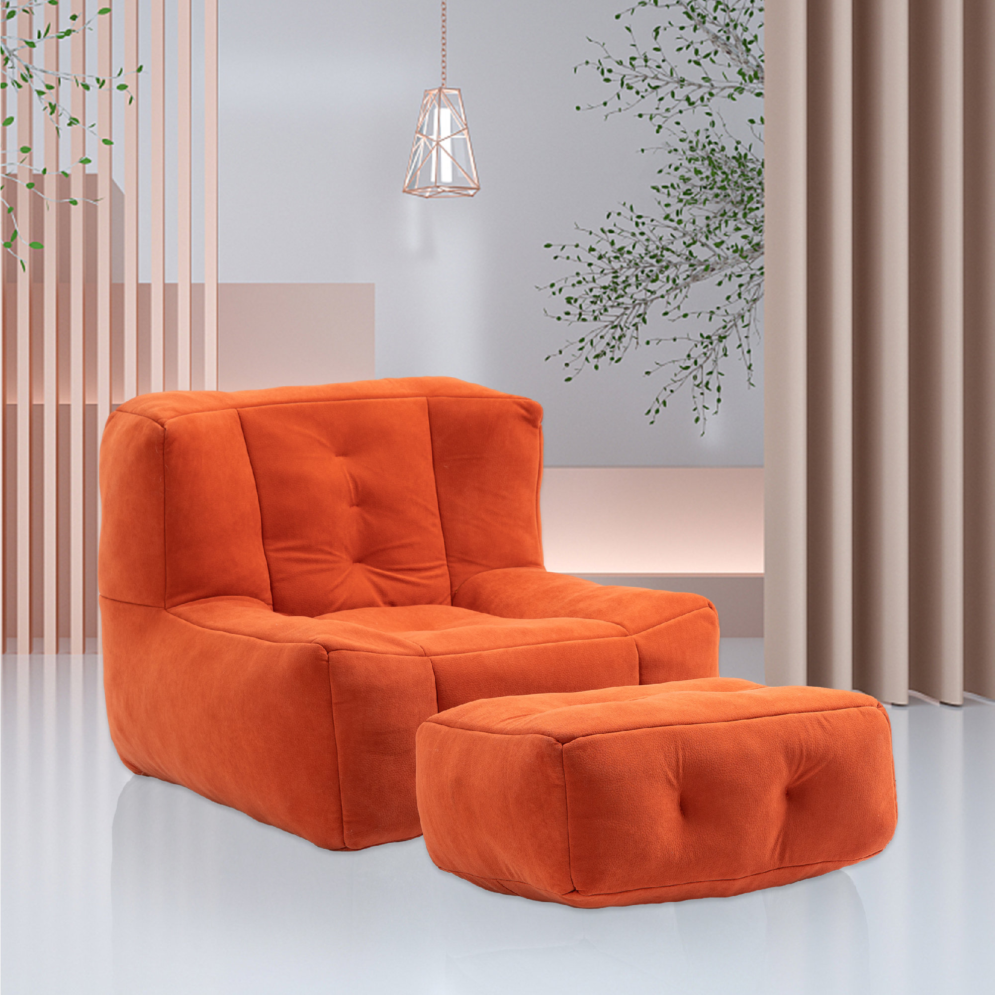 Slipper chair best sale with ottoman