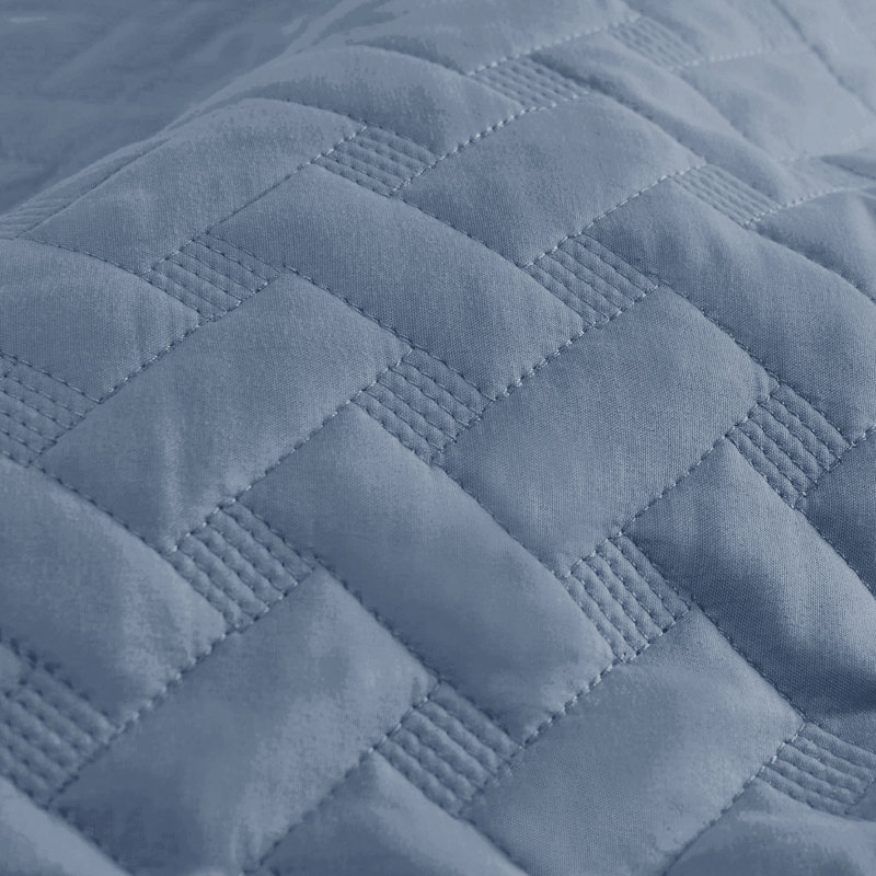 Couverture matelassée - Motif tissé texturé, couvre-lit léger Airy, 85 g / m², Bleu Windward