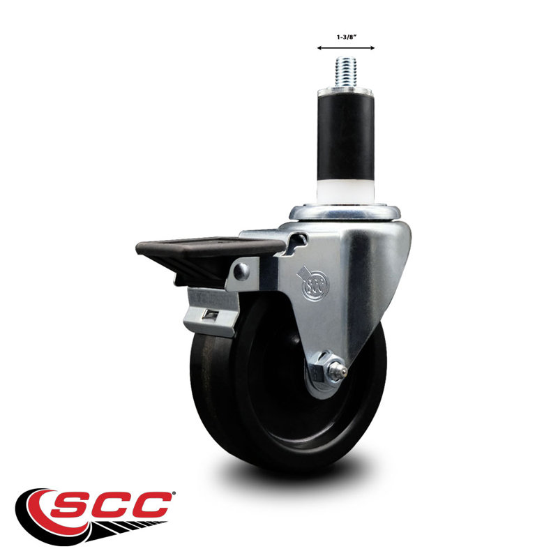 Phenolic Swivel Expanding Stem Caster with Brake SCC PLB 4" x 1-3/8"