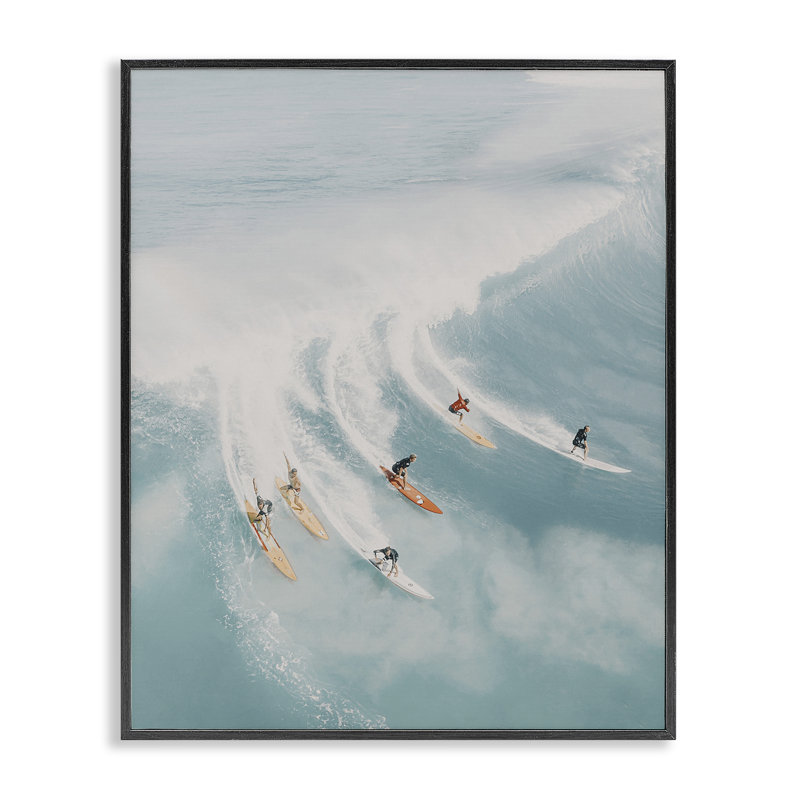 «Surfing Race Seascape», estampe numérique par LSR Design Studio, H 14 po x l 11 po, Giclée encadrée noir minuit