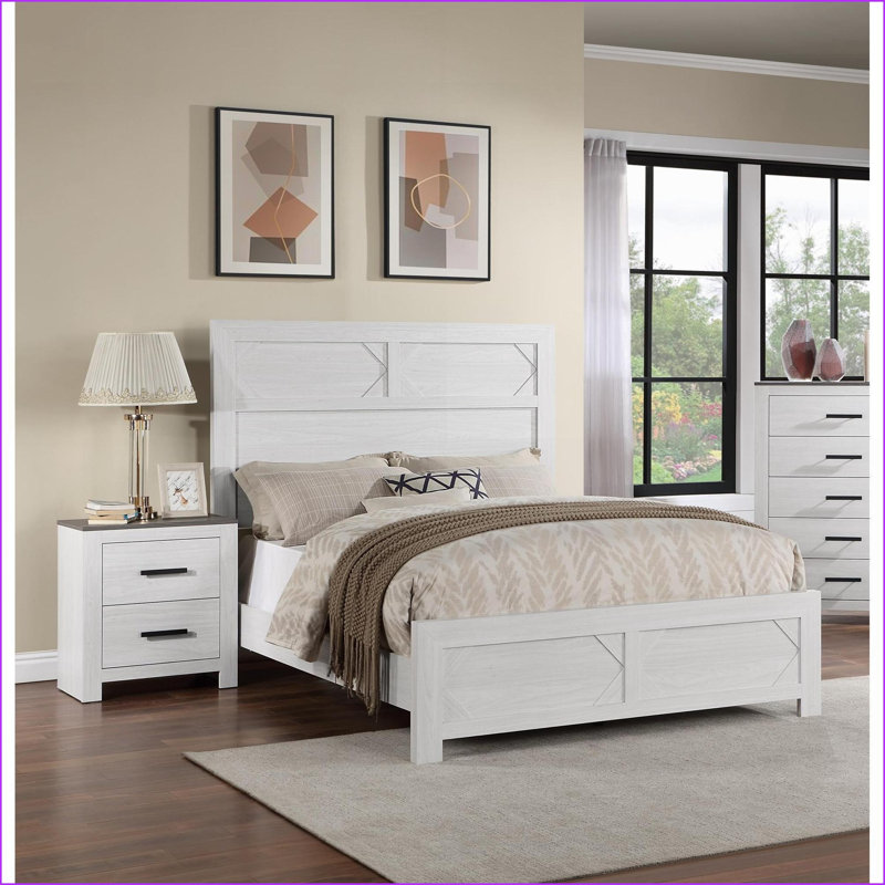 Table de chevet blanche à 2 tiroirs avec rangement pour chambre à coucher