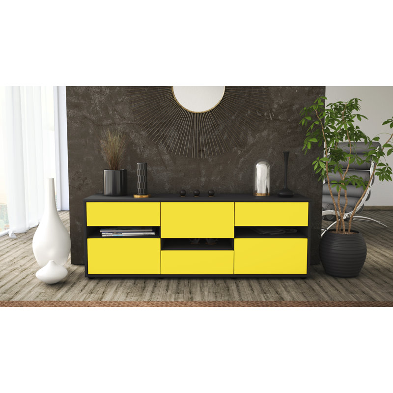 Yandell TV Stand for TVs up to 60", Yellow / Matte Anthracite