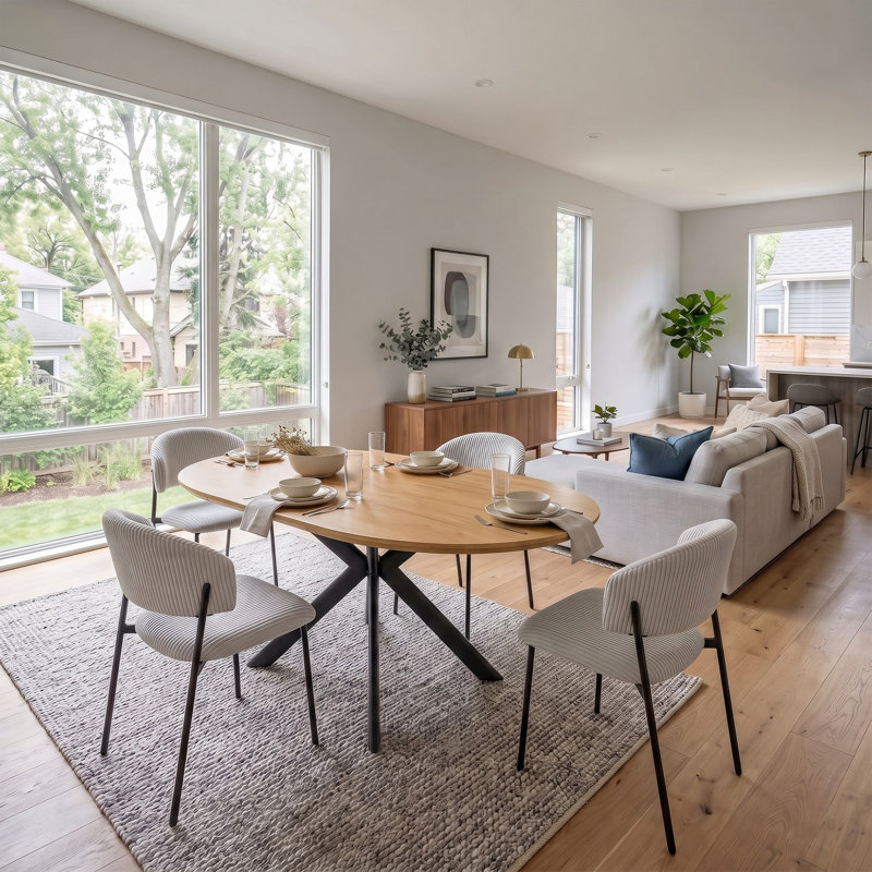 Ensemble de table de salle à manger extensible 5 pièces avec plateau en panneau de fibres à densité moyenne, pieds en métal et 4 chaises de salle à manger rembourrées