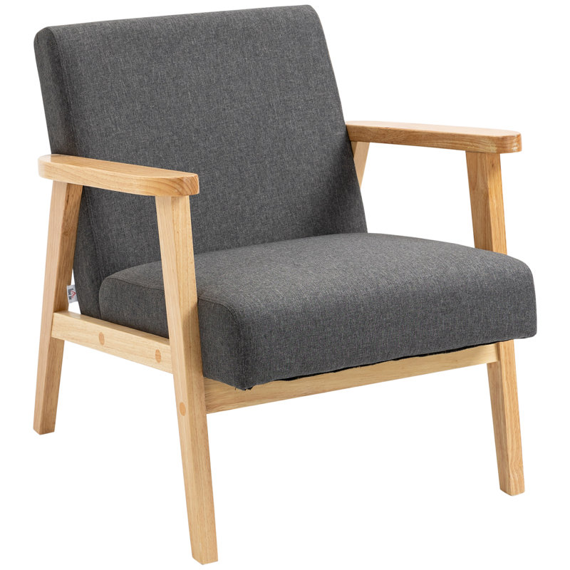 Blandburg Upholstered Armchair, Solid Wood, Grey