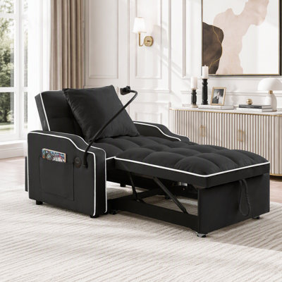 3 In 1 Convertible Sofa Chair With With Adjustable Backrest & Phone Holder & USB