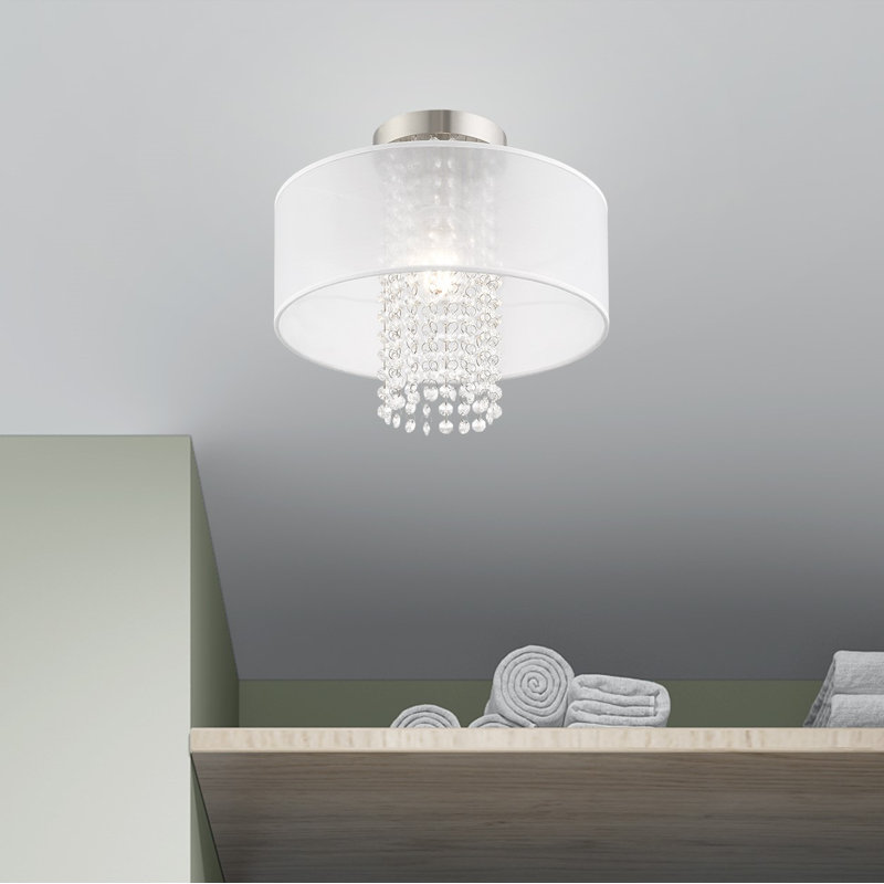 Haney Linen Blend Semi Flush Mount, 12'' H x 13'' W x 13'' D, Translucent