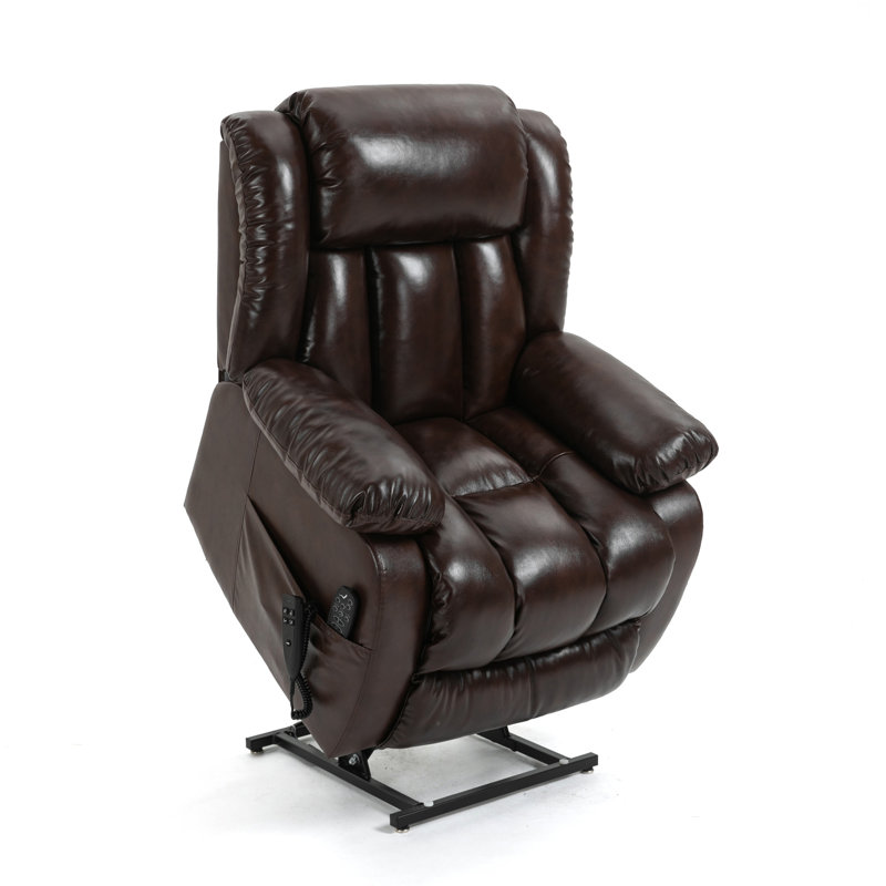 Heated Massage Chair, Brown Genuine Leather